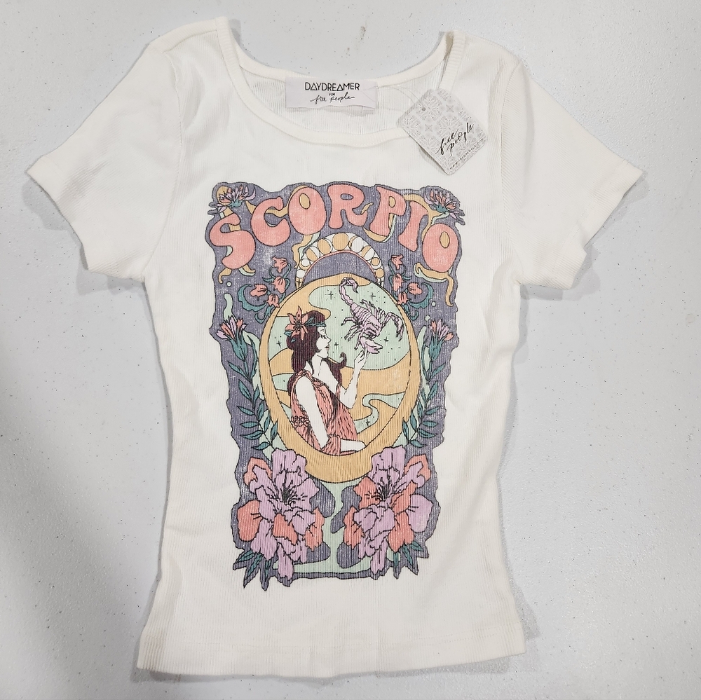 Daydreamer White Scorpio Graphic Crop Top